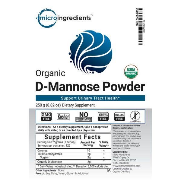 Micro Ingredients Organic D-Mannose Powder 8.8 oz.