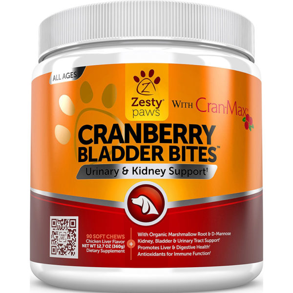 Zesty Paws Cranberry Bladder Bites for Dogs 90 Chews