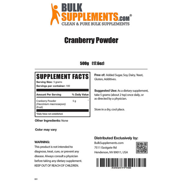 BulkSupplements Cranberry Powder 3.5 oz. - 55 lbs.