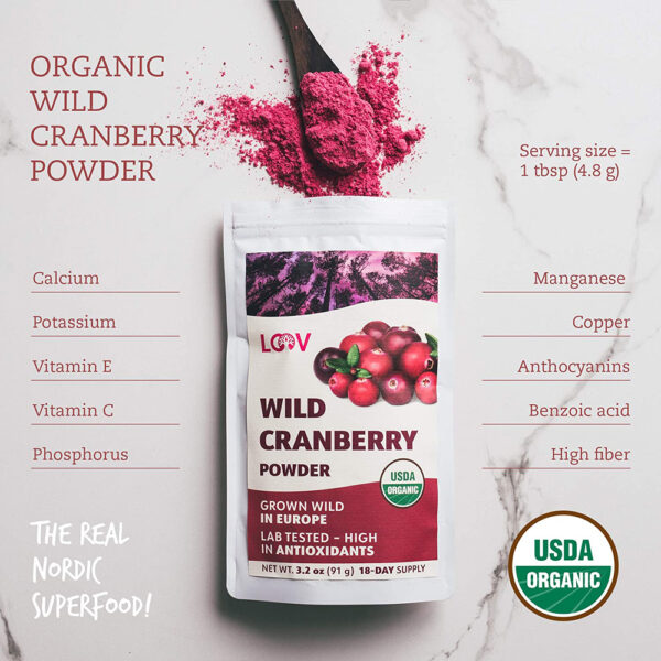 LOOV 100% Wild Organic Cranberry Powder 3.2 - 6 oz.