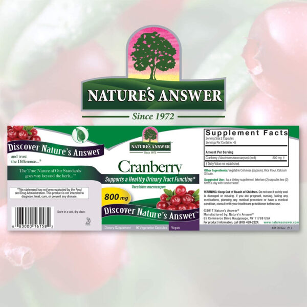 Nature's Answer Cranberry Fruit Extract 90 Capsules
